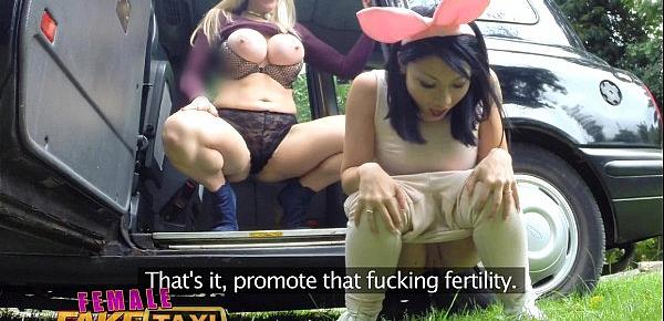  Female Fake Taxi Cute Asian has Lesbian bonnet sex with big tits MILF